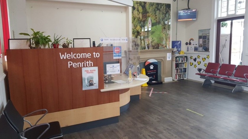 The welcome desk in the main station building provides train and local information