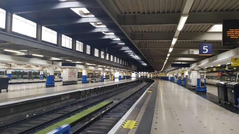 The platforms/tracks at Euston station are under a concrete roof which was intended to have an office block above