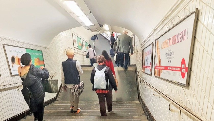 Down then up the stairs at Montparnasse