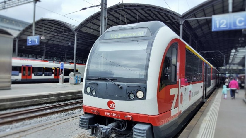 The train awaits departure from Luzern