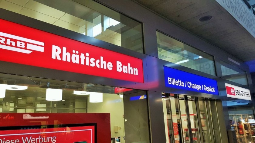 As is typical in Switzerland the booking office in Chur sells tickets for multiple railways