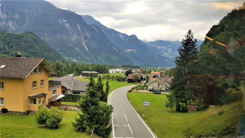 As the train arrives in Bregenz it's on the other side of the pass