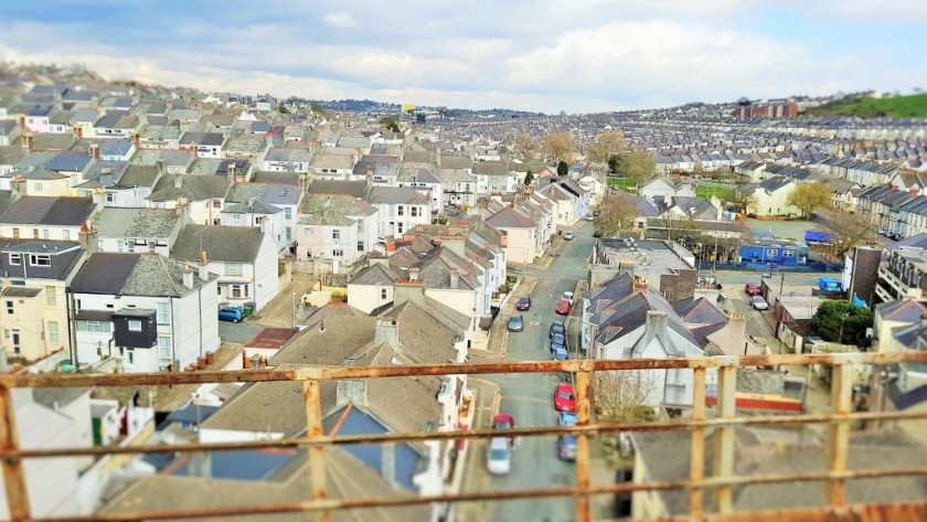 Heading west through Plymouth after departing the city's station