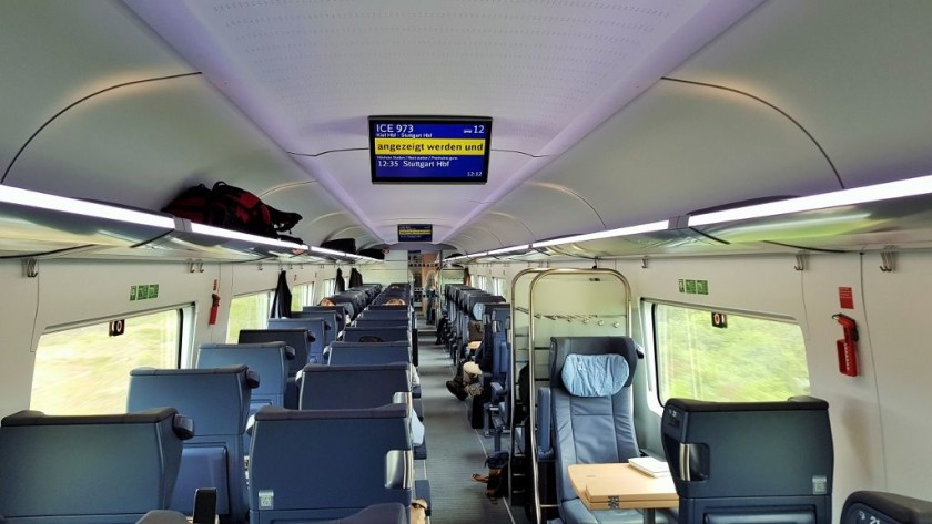 Additional luggage racks, such as the one on the right, can often be found in the middle of First Class seating saloons, as well as the ends 