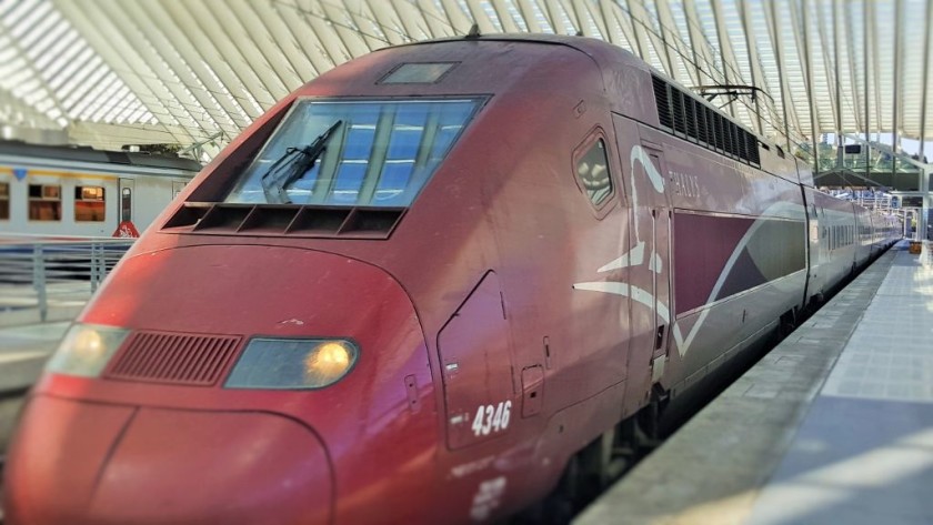 A Thalys train on route to Paris calls in Liege