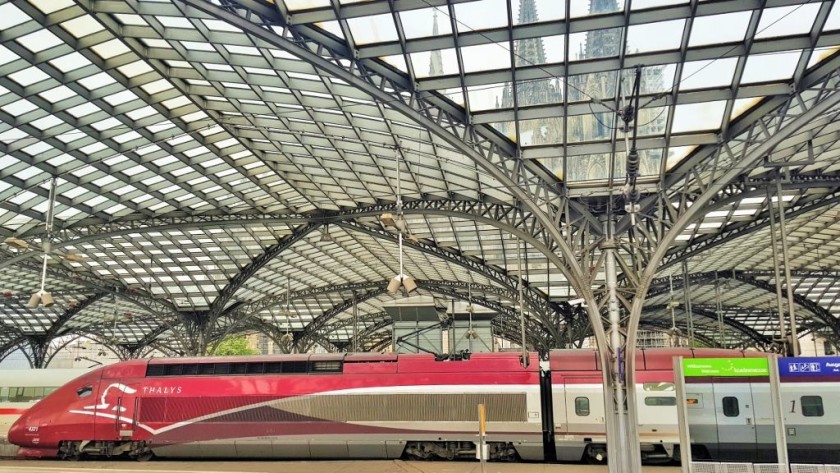 A Thalys train to Paris awaits departure from Koln