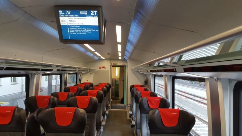 The first class seating saloon on a CD Railjet