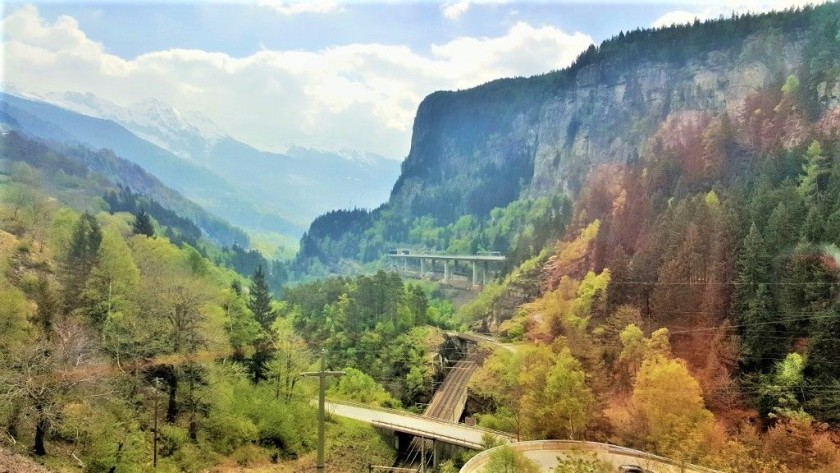 Looking south on the spirals between Airolo and Faido