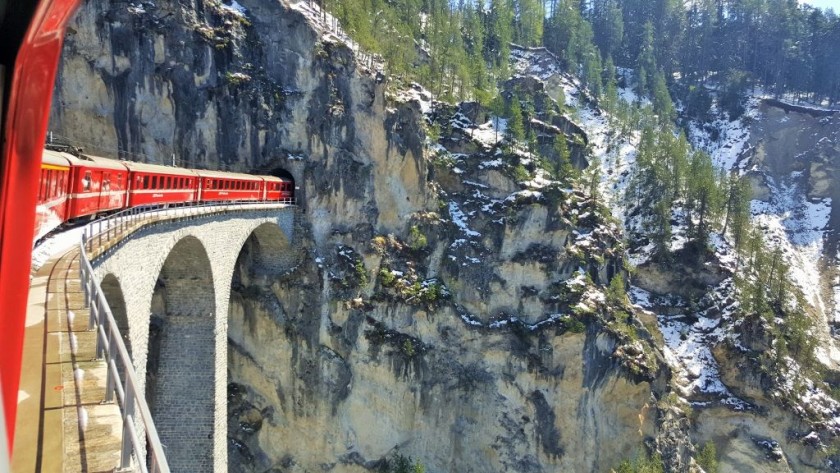 Take this journey, but instead of this train you will be on the Glacier Express!