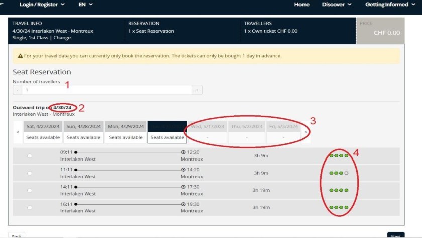 Choosing a specific Golden Pass departure