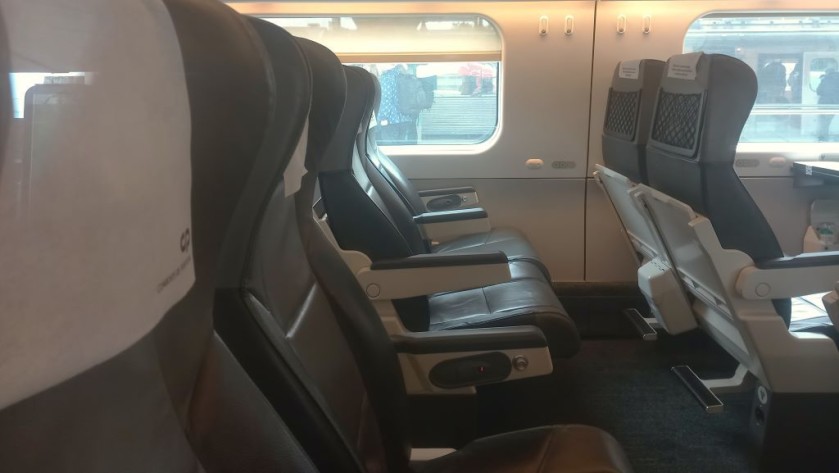 The Airline style seating in Turistica Cass on an AP Train