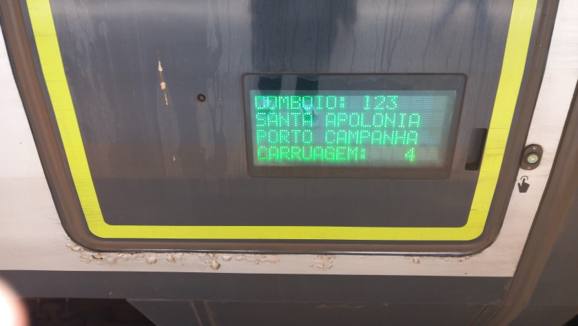 The info on the door of an Alfa Pendular train