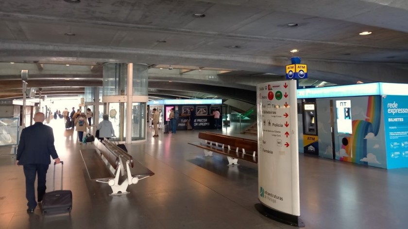 The rail station level, with elevators up to the trains - and escalators out of sight to the right