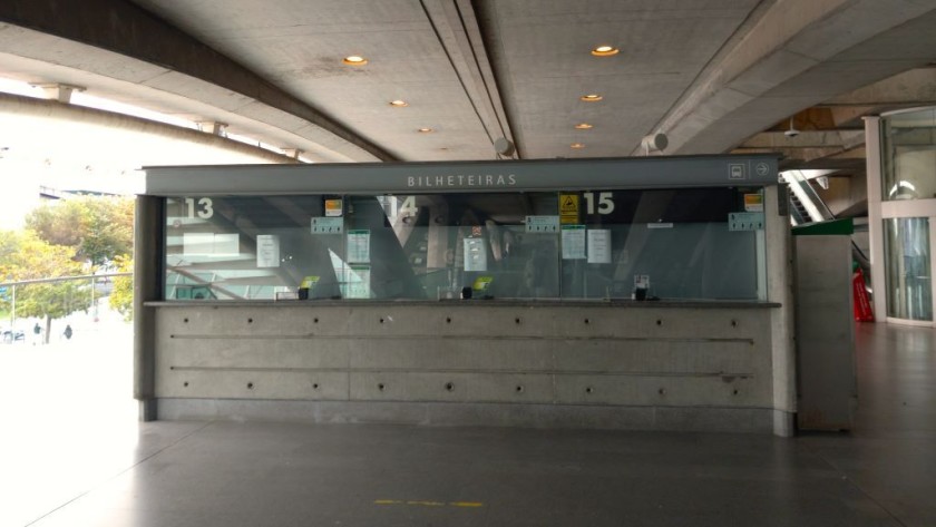 Some of the ticket desks at Lisboa Oriente