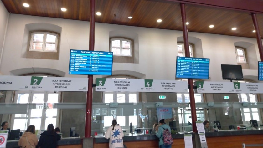 The ticket booking hall at Porto Camphana