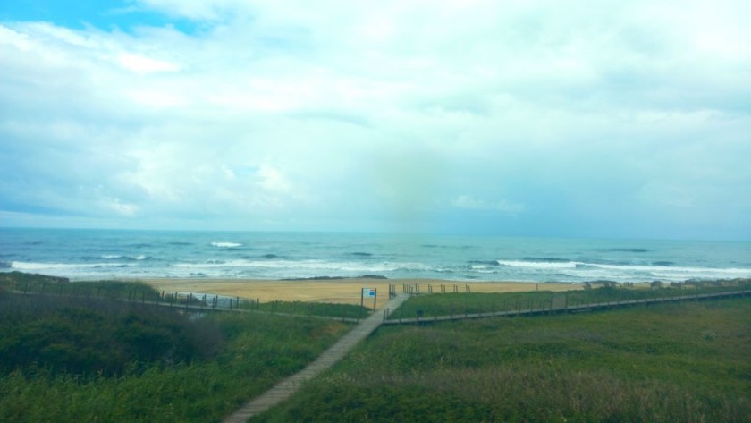 A view from the window of a train from Lisbon to Porto