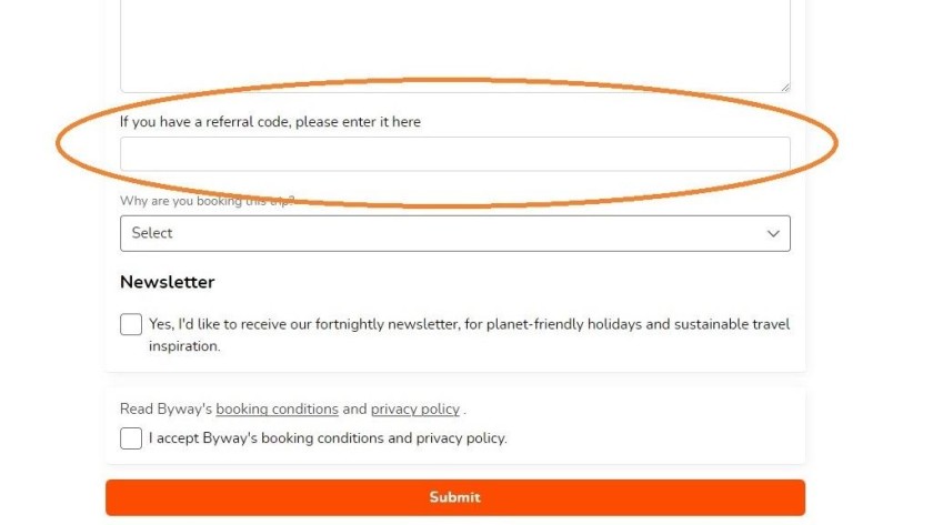 How to enter the ShowMeTheJourney promo code when booking a holiday with Byway