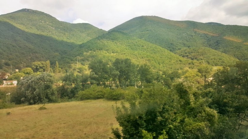 Heading across the Apennine Mountains on the train from Ancona