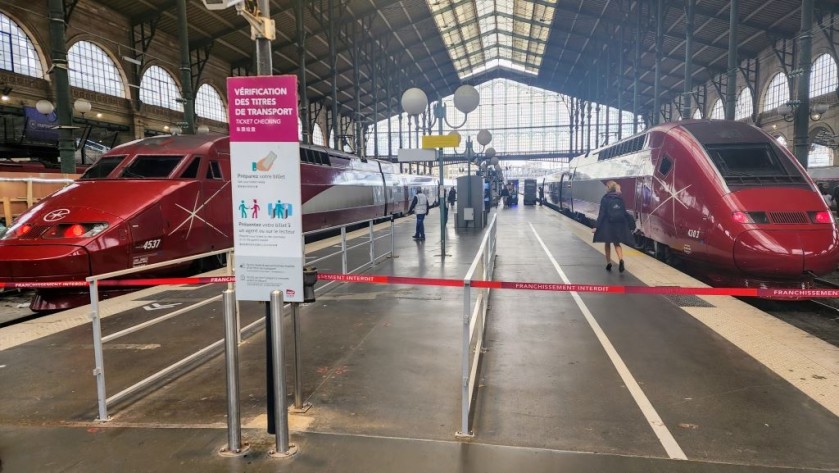 Boarding a Eurostar train to Brussels at the Gare Du Nord