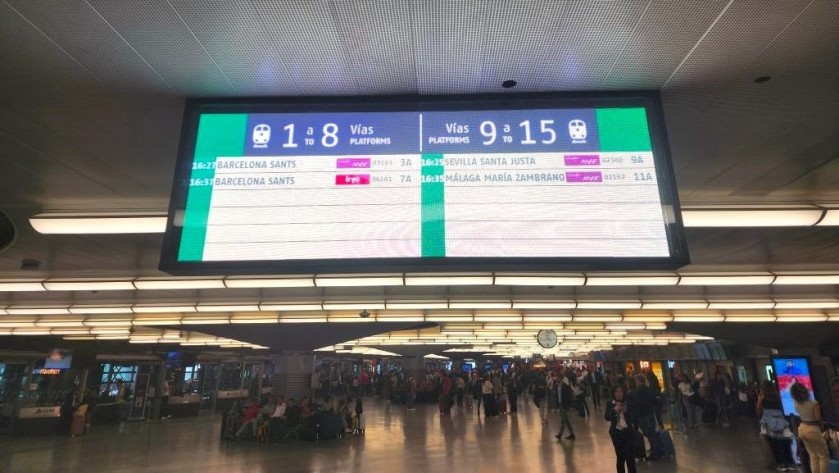 A departure screen at Atocha station