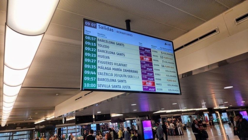 A departure screen at Atocha station