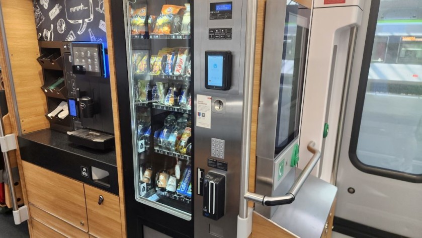 The vending machine on a Traverso train