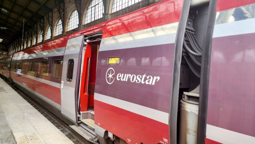 Leaving a Eurostar Red train in Paris