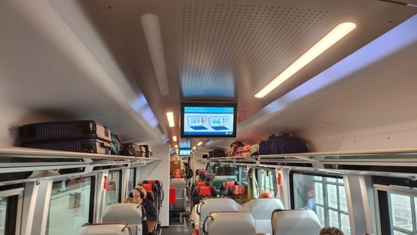 A First Class seating saloon on a Comfort Jet train