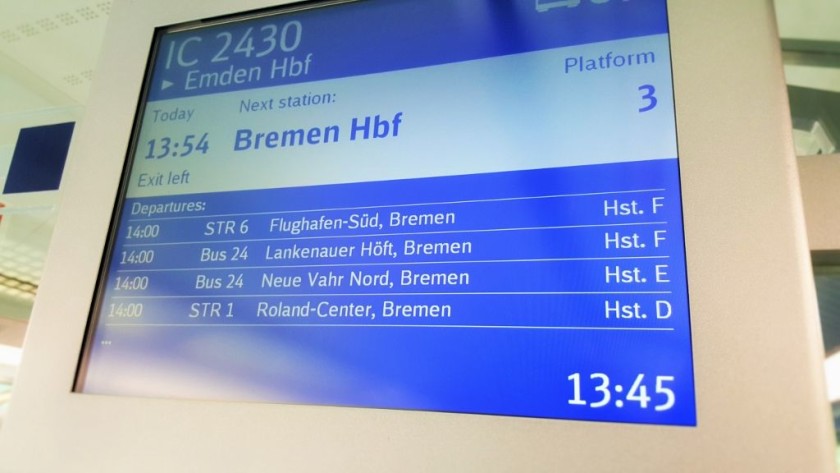 An info screen on an Intercity 2 train