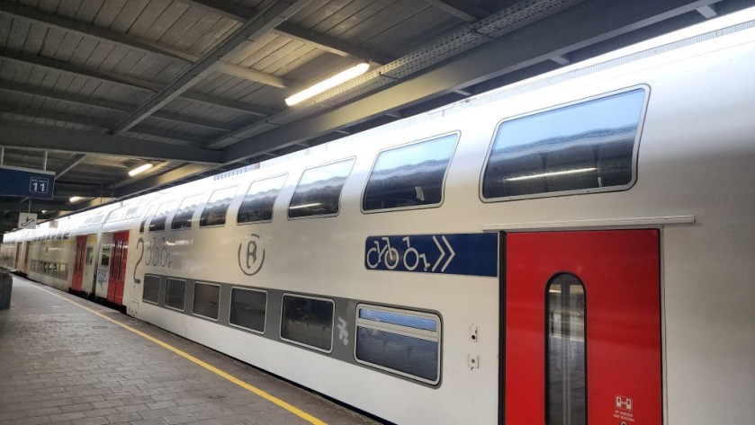 A double decked IC train used in Belgium