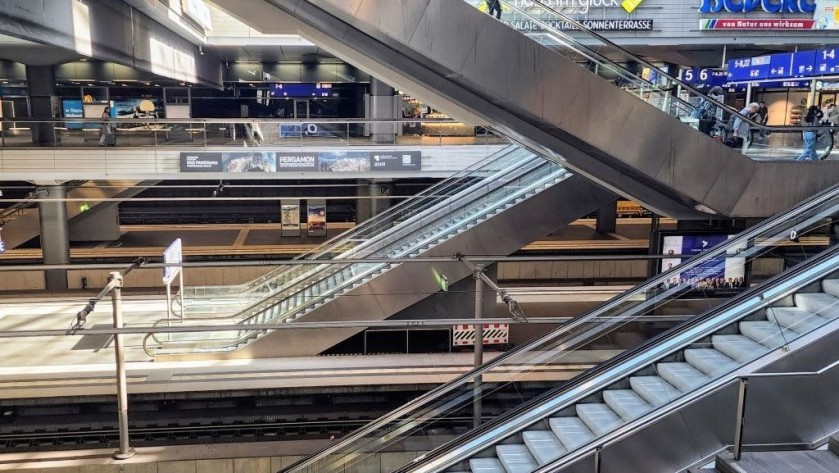 Escalators also connect the different levels