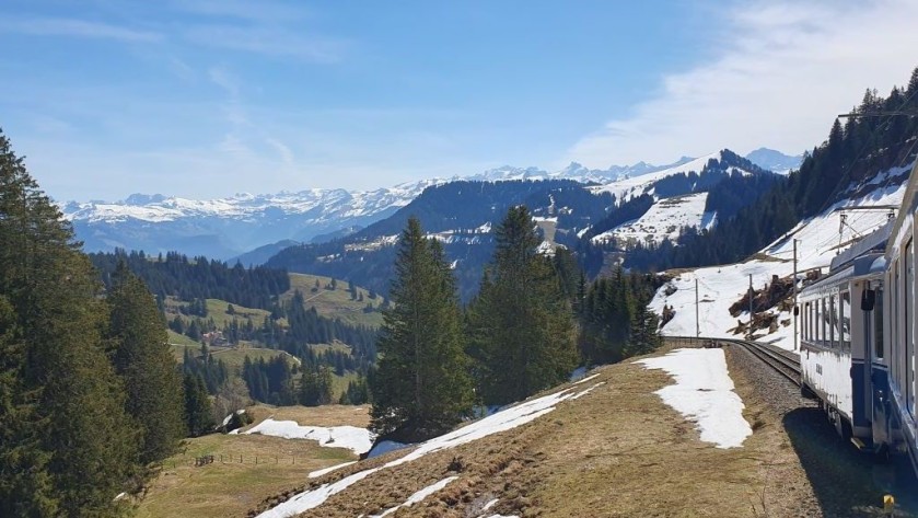 Taking the train from Arth-Goldau to the summit station at Rigi-Kulm