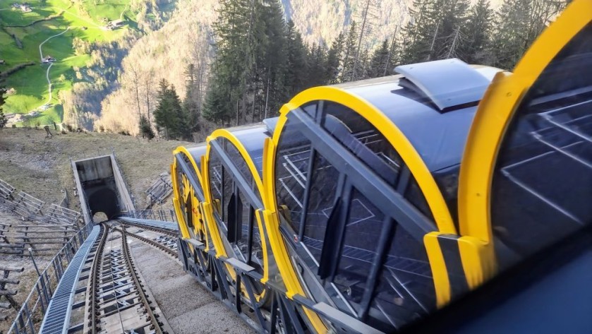 Riding the Stoosbahn funicular