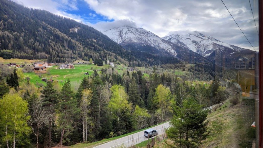 Heading west from Andermatt on a train to Brig