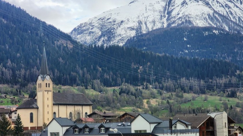 Heading west from Andermatt on a train to Brig