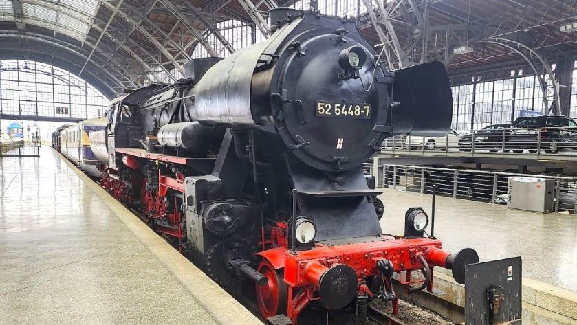 The collection of vintage trains at Leipzig's main station