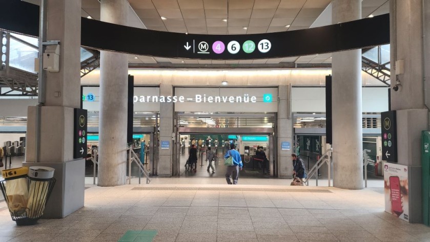 Entering the metro station at Paris-Montparnasse