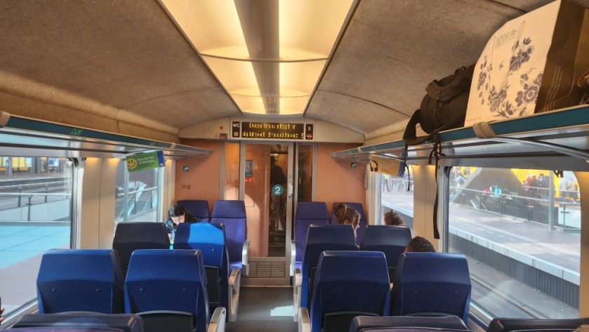 The luggage storage on a EuroCity train on the Rotterdam to Brussels route