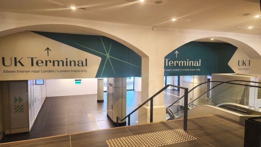The entrance to the UK terminal at Amsterdam Centraal