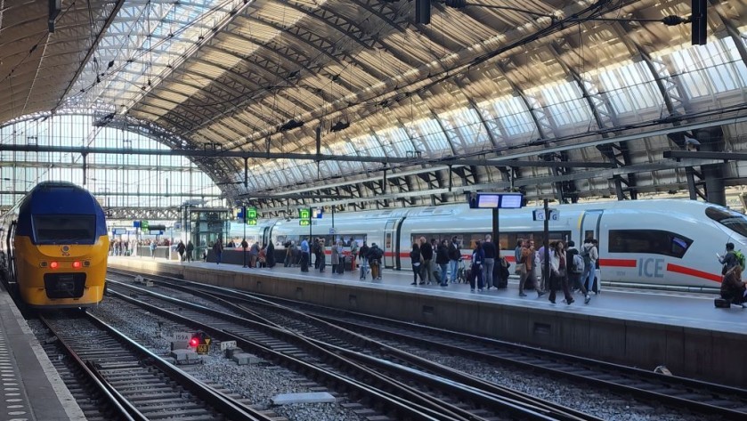 Trains arriving at Amsterdam Centraal