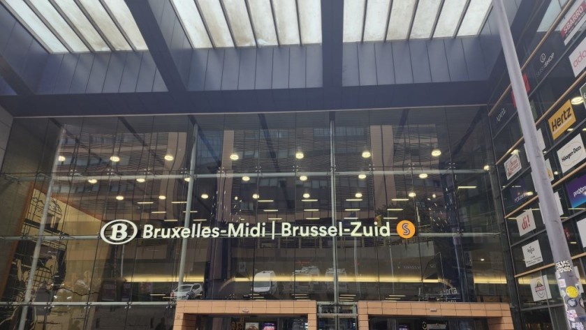 The main entrance to Bruxelles-Midi on Place Victor Horta