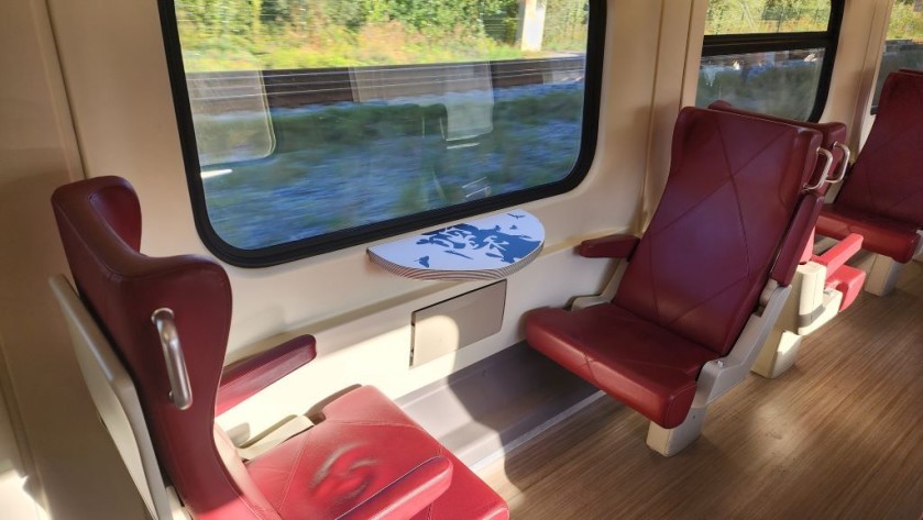 First class seating on a Dutch IC train