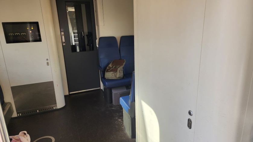 The disabled seating area on a double deck Dutch IC train
