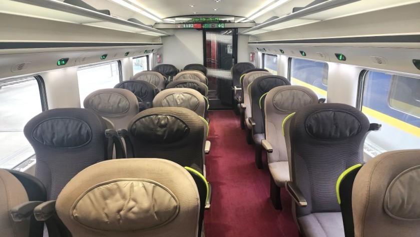 The Plus class seating saloon on a Eurostar e300 train
