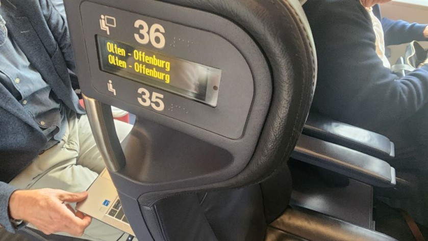 The seat reservation info on an ICE 4 train