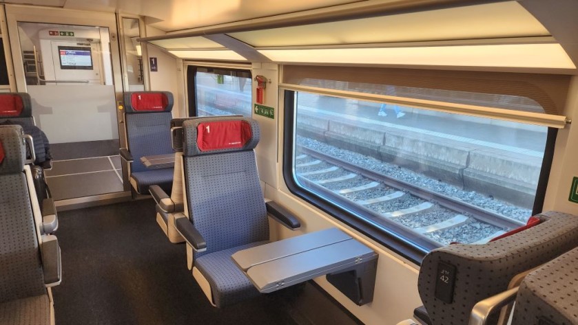 A first class saloon on a new IR train in Swizterland
