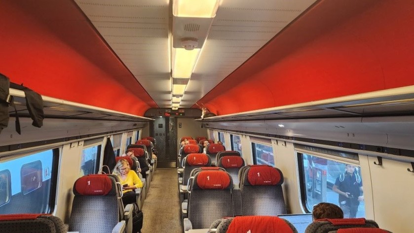 1st class seating saloon on an ICN train