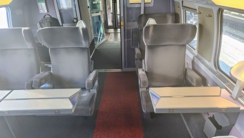 The 1st class upper deck on a TGV Lyria train