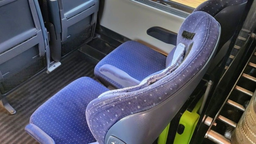 A second class seat on a Berlin to Amsterdam train