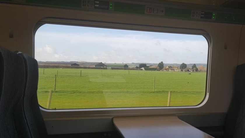 Passing through The Cotswolds on a train